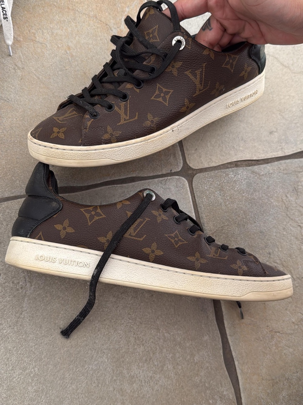 Louis Vuitton Brown Monogram Low-Top Sneakers with Black Accents
